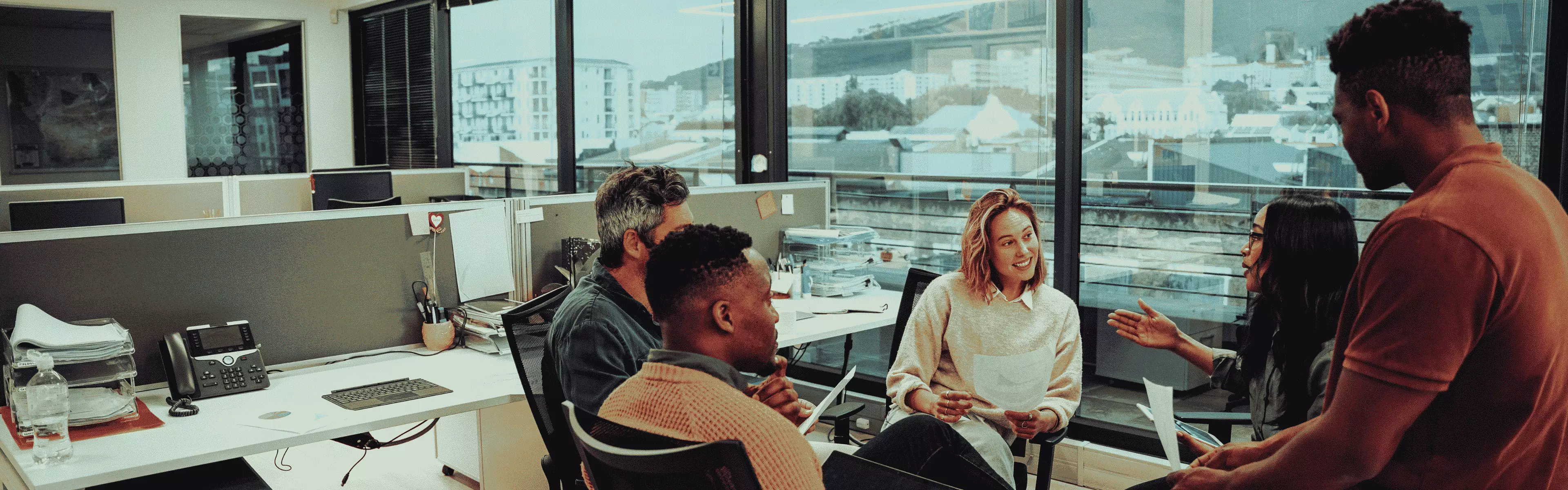 Business Technology Leadership Business team guided by technology leadership
